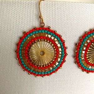 Boho round beaded dangle earrings NEW